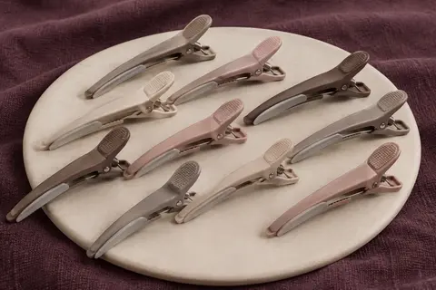 Lot de pinces crocodile de coiffure aux tons neutres, avec ressorts métalliques et bandes en silicone